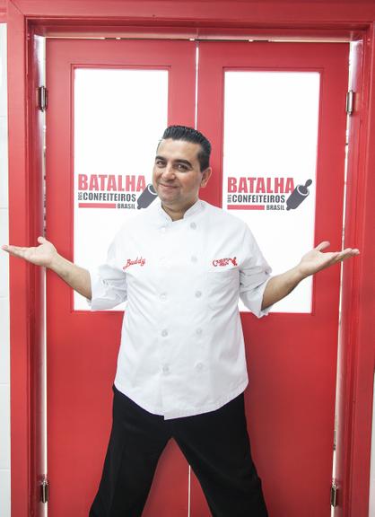 Buddy Valastro, o Cake Boss, nos estudios da Record, em São Paulo