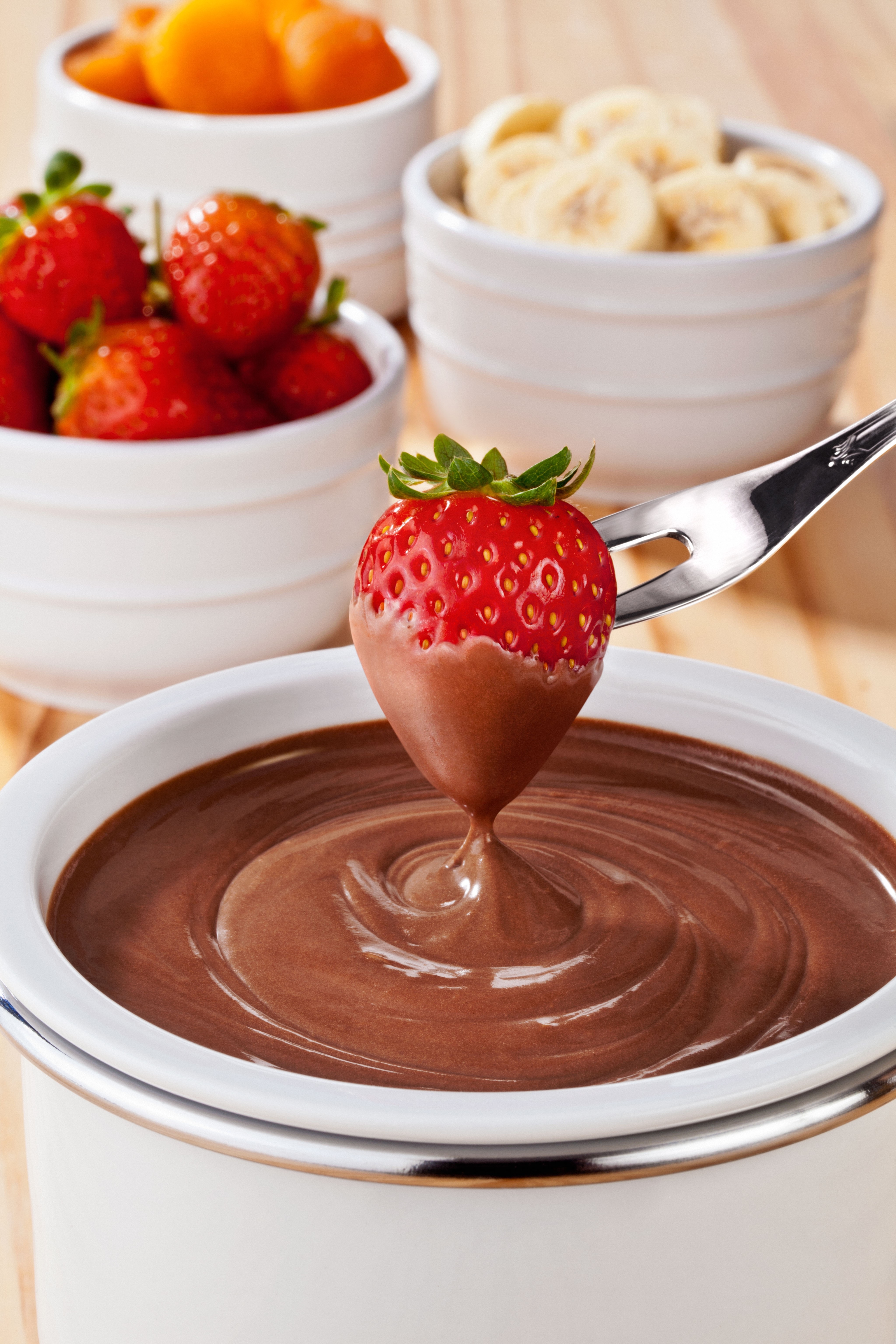Fondue de chocolate light com creme de ricota