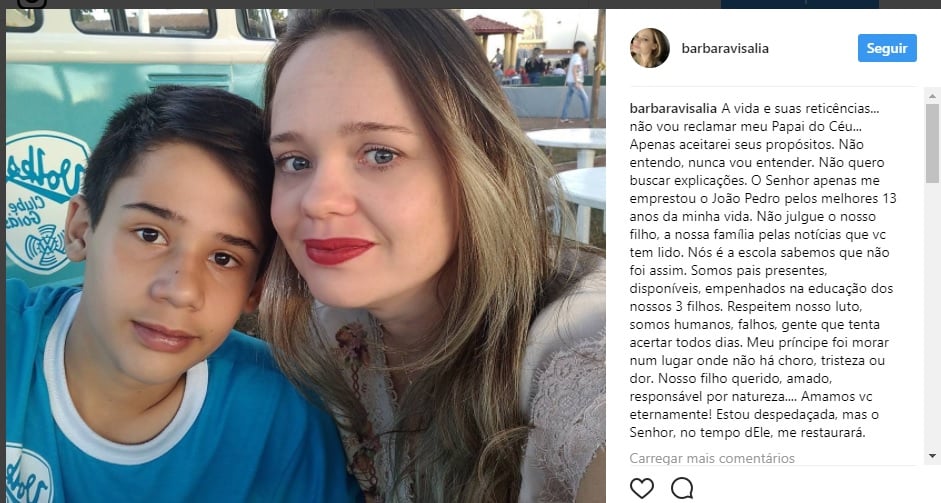 João Pedro (esquerda) morreu após ser baleado por um colega de escola, em Goiânia. (Imagem: Captura de Tela - Instagram)