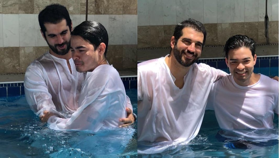 Yudi postou fotos de seu batismo nas redes sociais. (Imagens: Facebook)