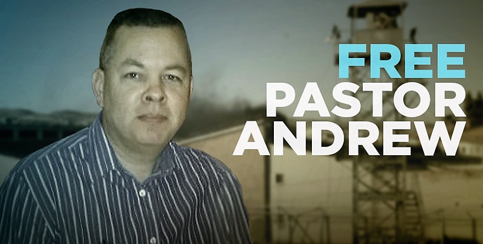 Campanha do ACLJ diz "Libertem o Pastor Brunson". (Imagem: ACLJ)