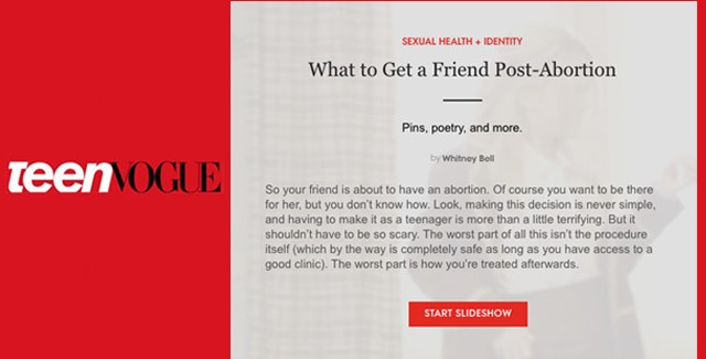 Artigo da 'Teen Vogue' com mensagem de apologia ao aborto. (Foto: Reprodução)