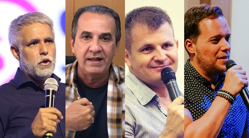 Pastores Cláudio Duarte, Silas Malafaia, Rina e André Valadão são alguns dos que declararam seu apoio publicamente a Bolsonaro. (Imagem: Edição - Guiame)