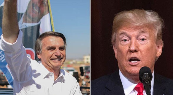 Bolsonaro (esquerda) foi eleito presidente do Brasil no último domingo, 28, e Donald Trump parabenizou o brasileiro. (Foto: Daily Express)