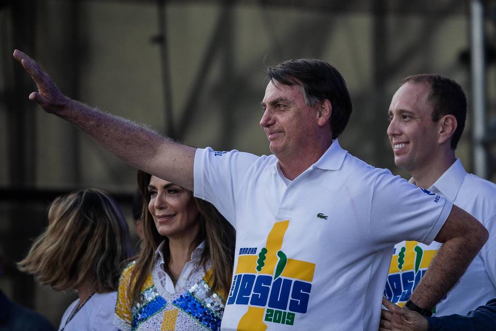 O presidente Jair Bolsonaro, durante Marcha para Jesus, em São Paulo. (Foto: Eduardo Anizelli/Folhapress)