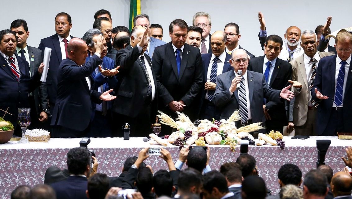 Bolsonaro participa de culto na Câmara dos Deputados. (Foto: Marcelo Camargo/Agência Brasil)