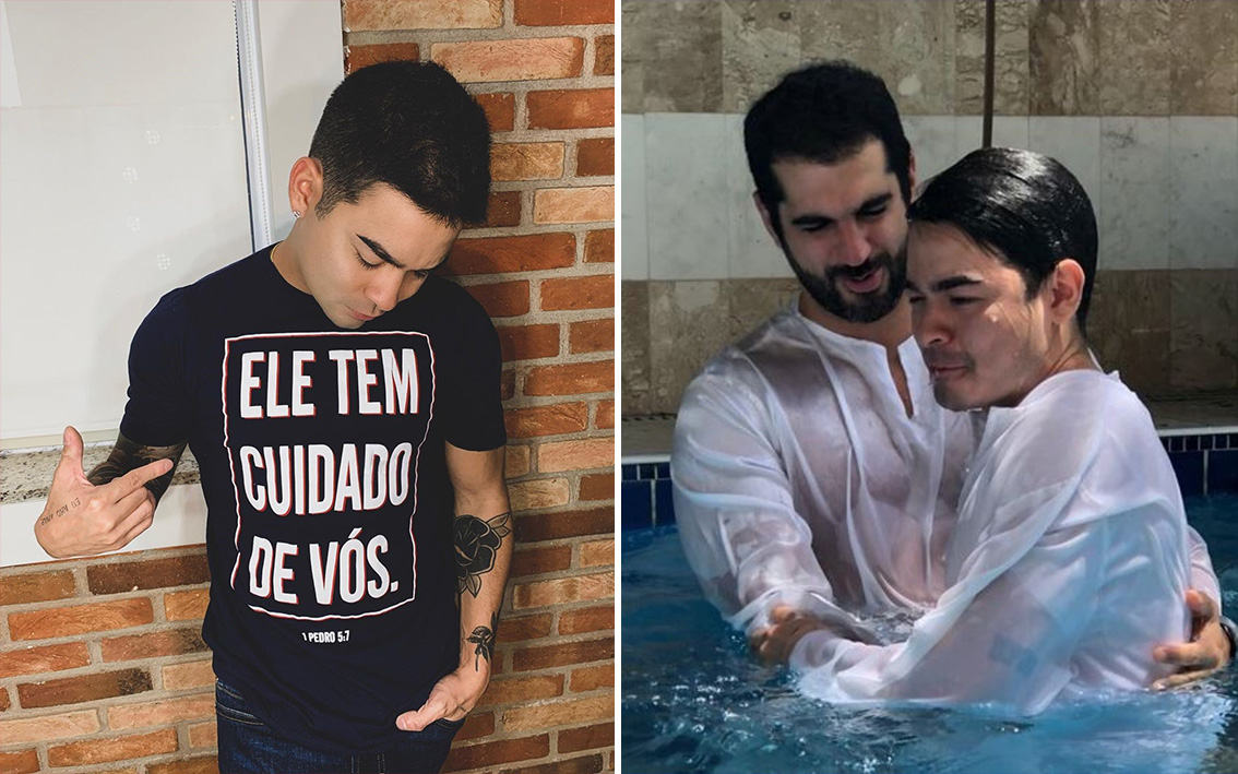 Yudi Tamashiro hoje, e no dia do seu batismo. (Foto: Reprodução/Instagram)
