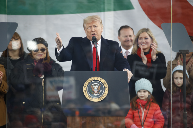 Trump foi o primeiro presidente dos EUA a participar da Marcha pela Vida em 47 anos. (Foto: America Magazine)