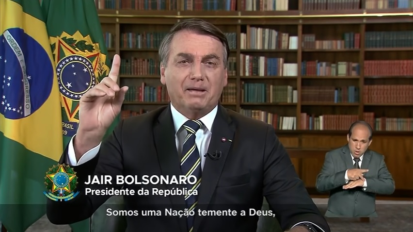 Jair Bolsonaro fez pronunciamento oficial pela TV, celebrando o Dia da Independência do Brasil. (Imagem: TV Brasil / Reprodução)