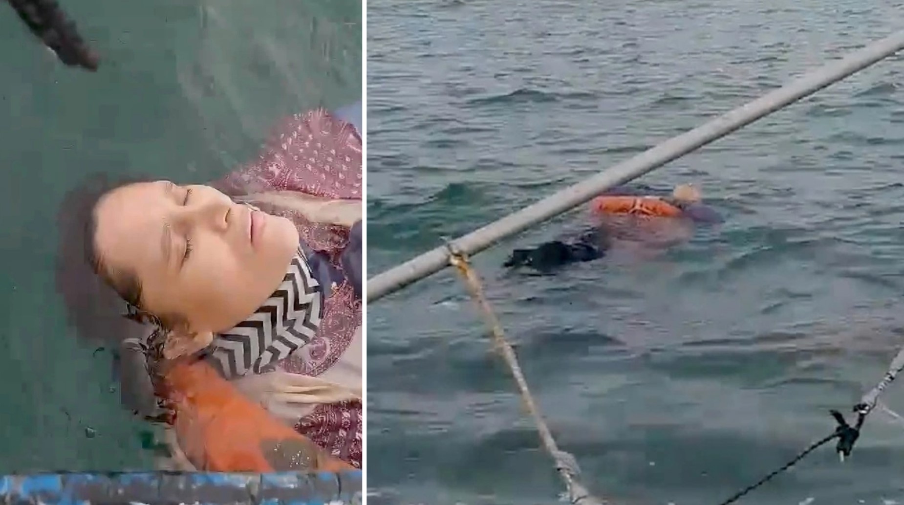 Angélica Gaitan é resgatada por pescadores após 8 horas no mar. (Foto: Rolando Visbal Lux / Newsflash)