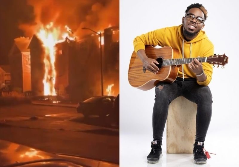 Chandler Moore canta enquanto casa pega fogo: “Perdi 98% das minhas coisas materiais e é frustrante. Mas, eu tenho vida”. (Foto: Reprodução / GOD TV)