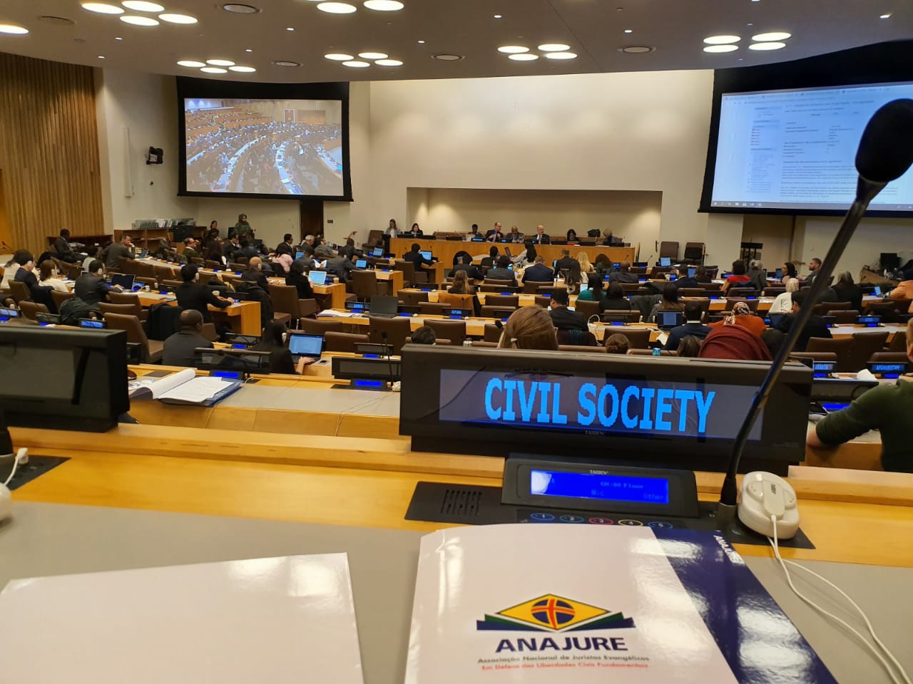 ANAJURE na Sessão Anual do Comitê da Organização das Nações Unidas (ONU) sobre ONGs em janeiro de 2020. (Foto: Assessoria de imprensa da ANAJURE)