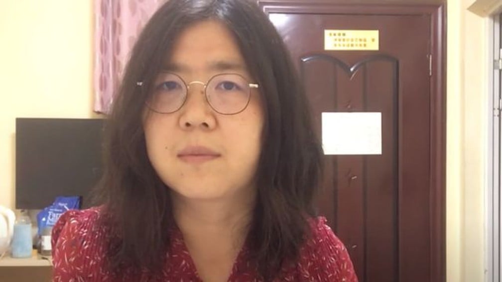 Detida desde maio de 2020, Zhang Zhan declarou uma greve de fome. (Foto:Handout/YouTube).
