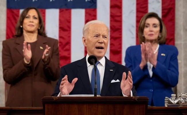 Joe Biden faz seu primeiro discurso sobre o Estado da União, 1º de março de 2022. (Print da tela CNN Brasil)