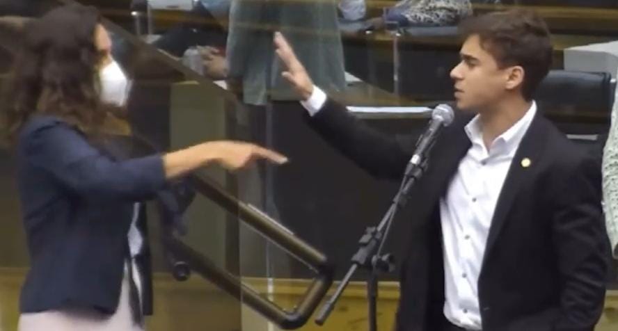 Vereador Nikolas Ferreira (PL) e vereadora Bella Gonçalves (PSOL). (Foto: Captura de tela/Vídeo Instagram Nikolas Ferreira)
