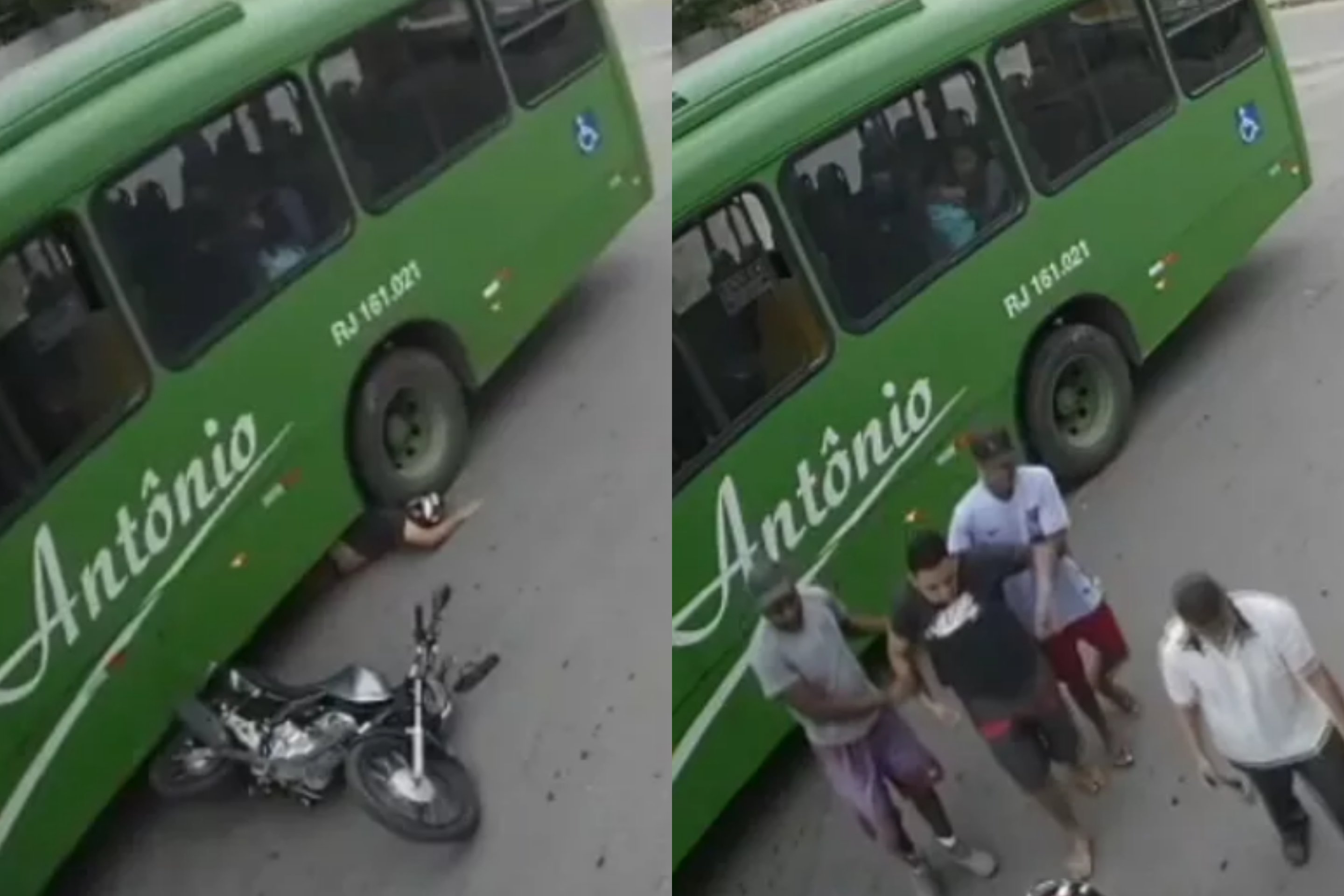Alex Silva, de 19 anos, não sofreu ferimentos, se levantou e ainda saiu andando. (Foto: Reprodução).