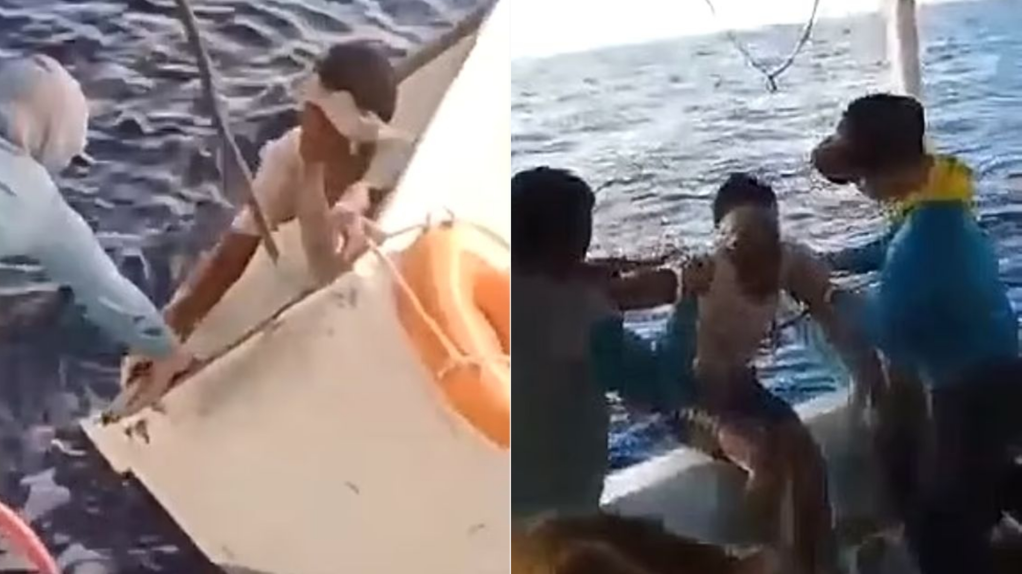 Romualdo Rodrigues foi encontrado muito debilitado por uma embarcação, no Suriname. (Foto: Reprodução/Twitter Record/TV).