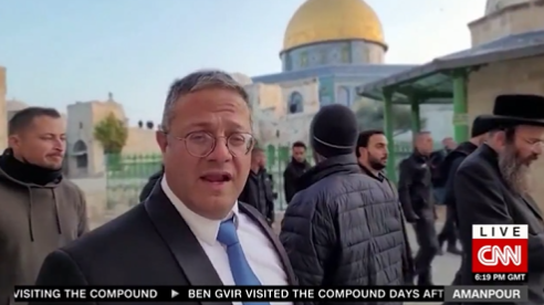 A visita de Itamar Ben-Gvir foi condenada por vários países, incluindo o Brasil. (Foto: Reprodução/Twitter/Christiane Amanpour/CNN).