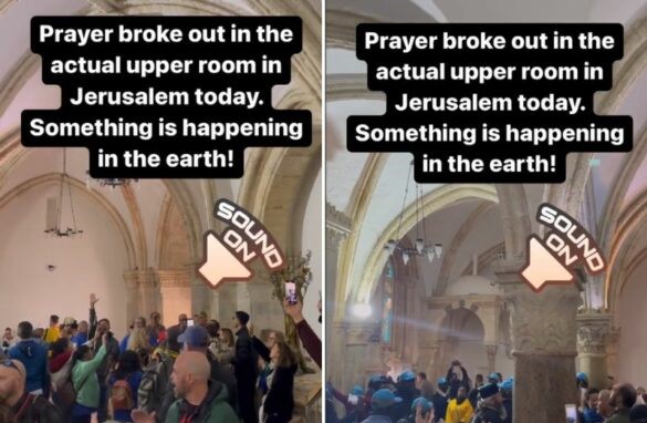 Cristãos oram e louvam dentro do cenáculo de Jerusalém. (Captura de tela/Instagram/Ryan Delling)