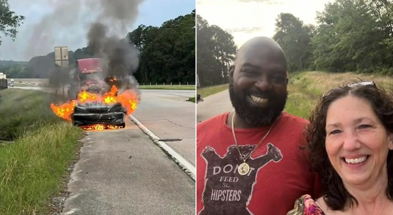 Mulher diz que foi salva de carro em chamas com ajuda de Deus: “Proteção do Senhor”