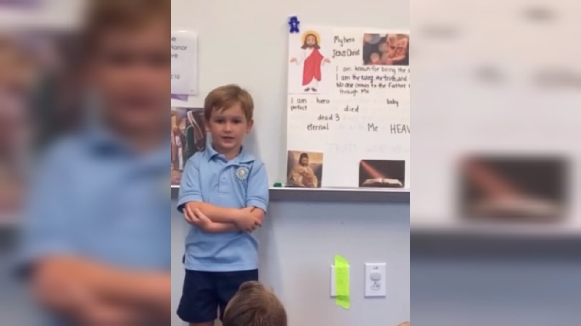 Menino apresenta Jesus como seu herói favorito em trabalho escolar