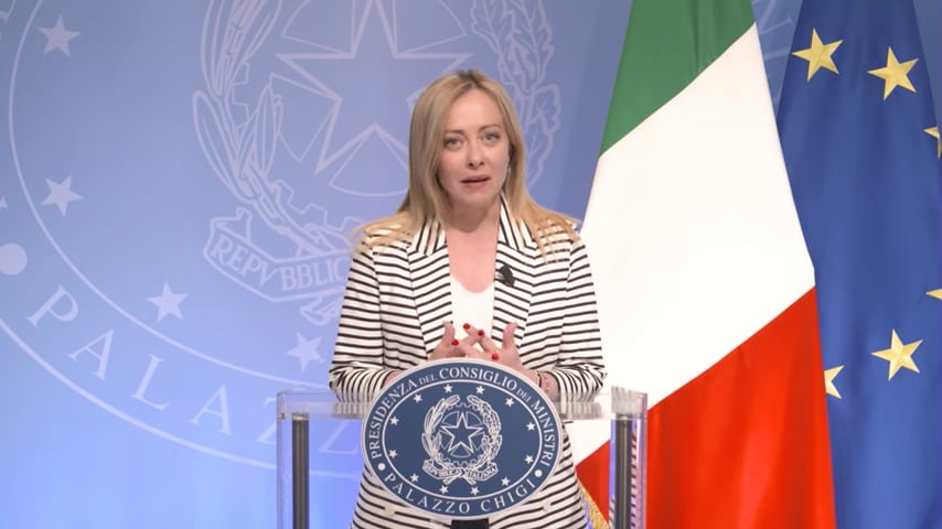 Giorgia Meloni faz pronunciamento sobre liberdade religiosa. (Captura de tela/YouTube/Fratelli d'Italia)