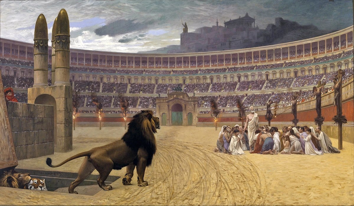 Pintura de Jean-Leon Gerome retrata cristãos martirizados nas arenas de Roma. (Creative Commons)