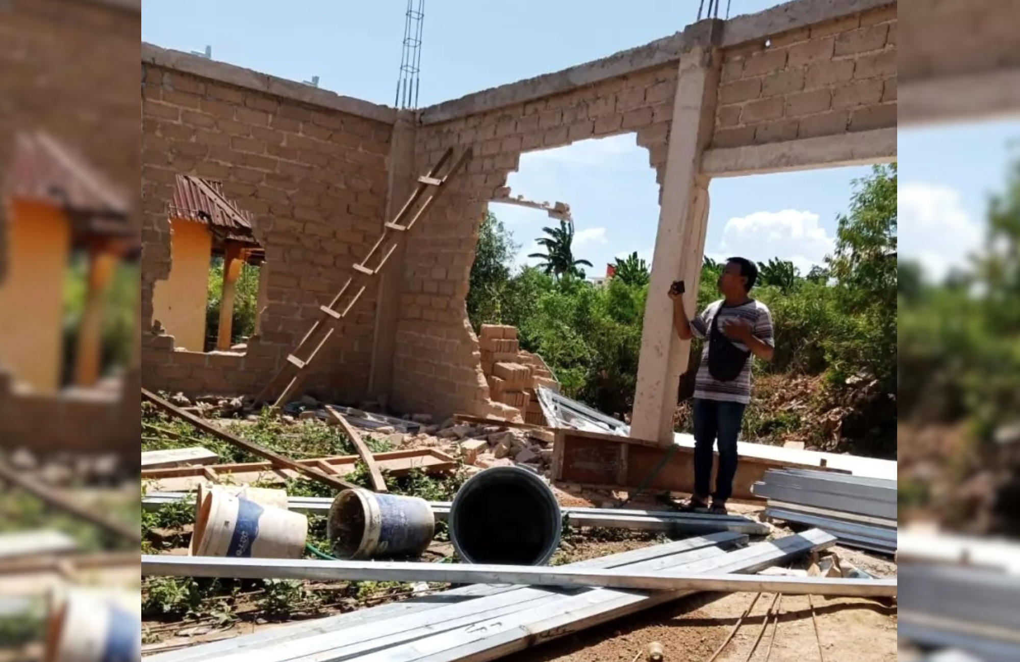 Prédio da igreja GUPdI danificado após ataque de muçulmanos extremistas, em 9 de agosto de 2023. (Foto: GUPdI)