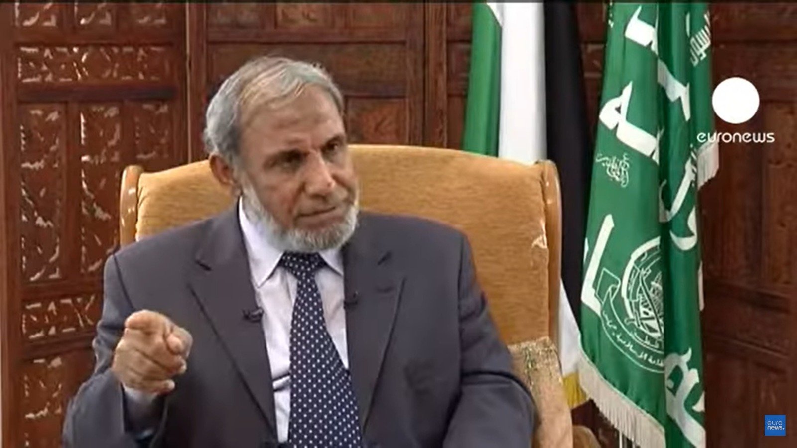 Mahmoud al-Zahar, um dos comandantes do grupo terrorista Hamas. (Captura de tela/YouTube Euronews). 