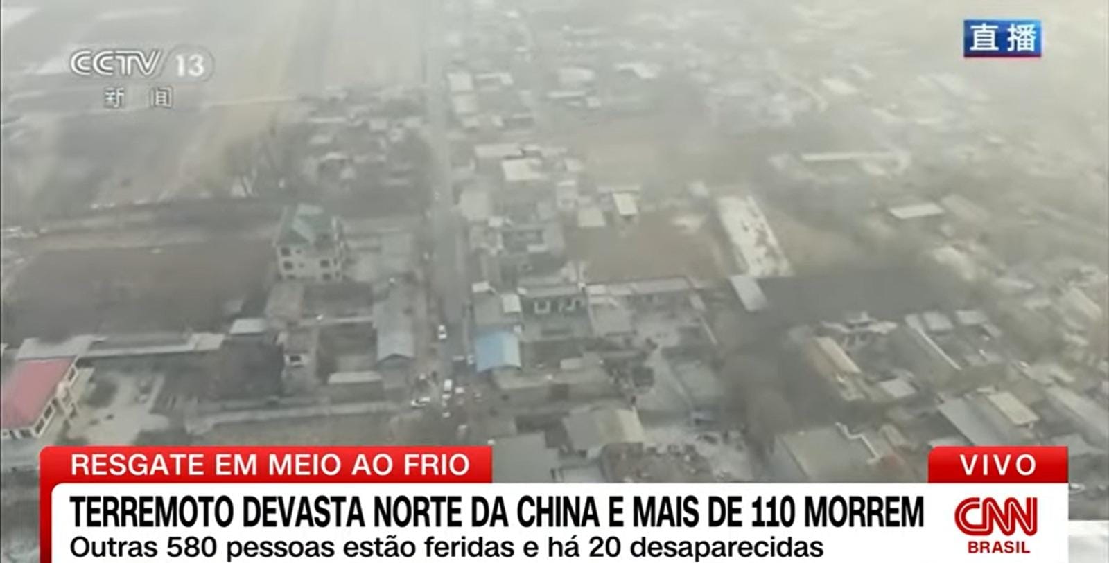 Cenas após o terremoto na China. (Captura de tela: YouTube CNN Brasil)