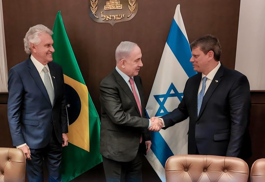 Governadores de SP e Goiás expressam apoio a Israel em visita a Netanyahu