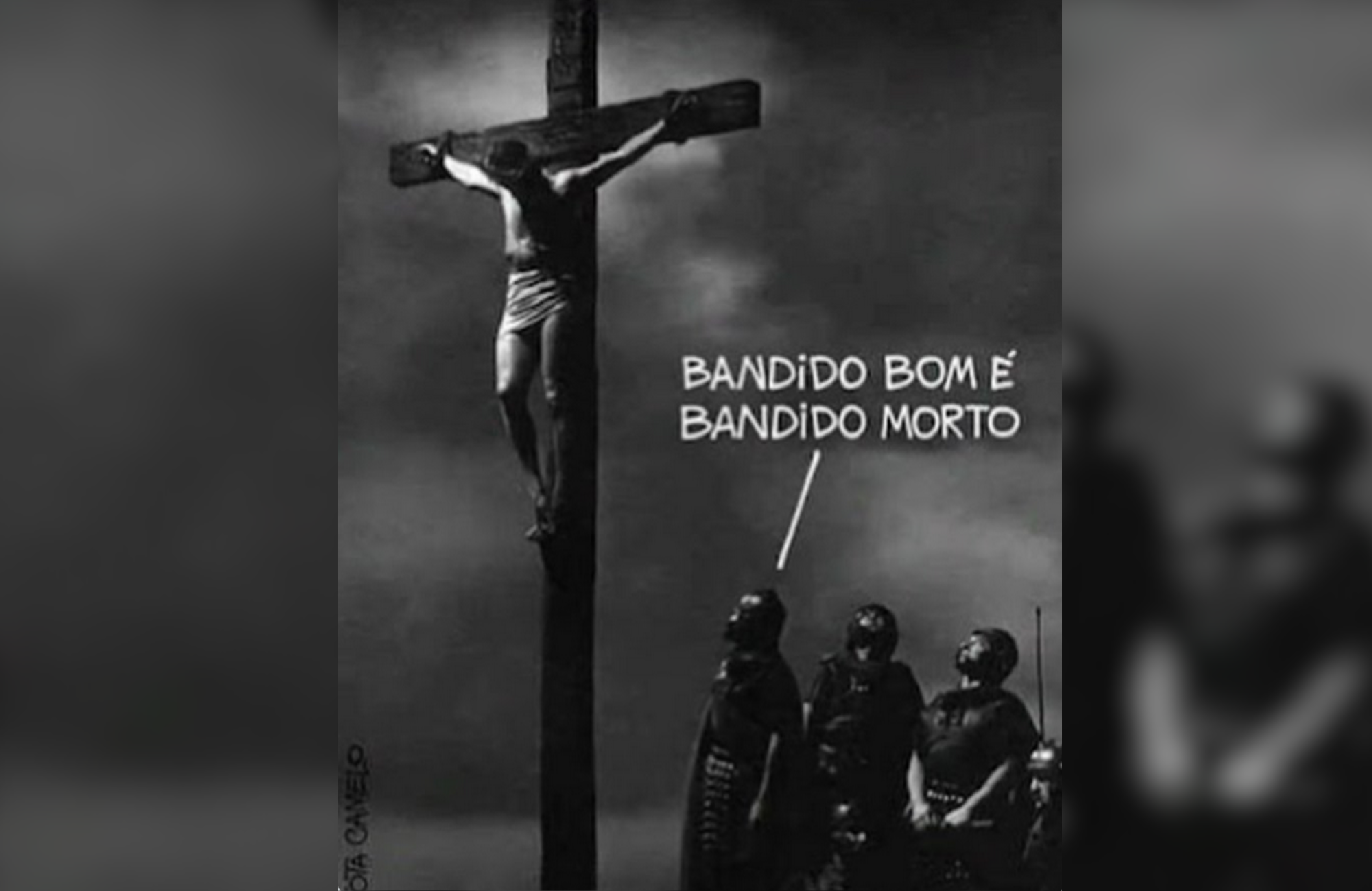 MTST recebe críticas após publicar Jesus na cruz com texto “bandido bom é bandido morto”