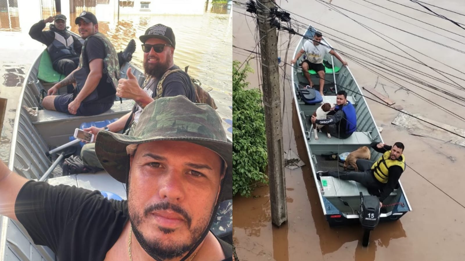 O barco de uma equipe de voluntários salvou muitas pessoas. (Foto: Instagram/Tatiele Oliveira).