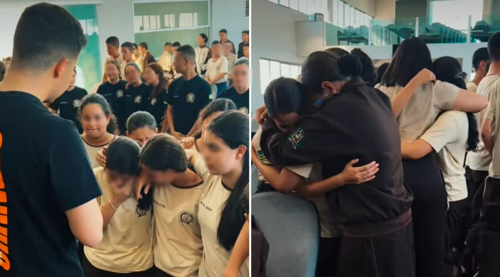 A Aviva School compartilhou o amor de Deus no Colégio Estadual da Polícia Militar. (Foto: Reprodução/Instagram/Lucas Teodoro).