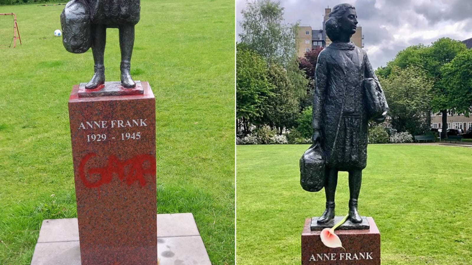 Monumento de Anne Frank é pichado com “Gaza” em Amsterdã