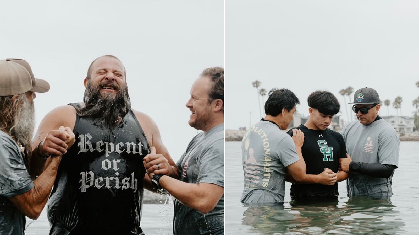 Os batismos. (Foto: Reprodução/Instagram/Greg Laurie)
