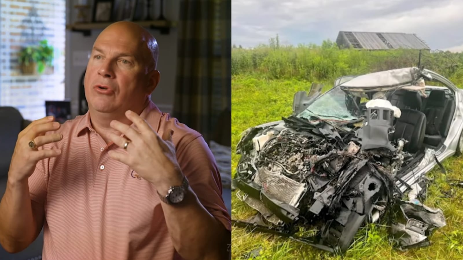  Toby Hemphill sobreviveu a um grave acidente de carro. (Foto: Reprodução/YouTube/The 700 Club).