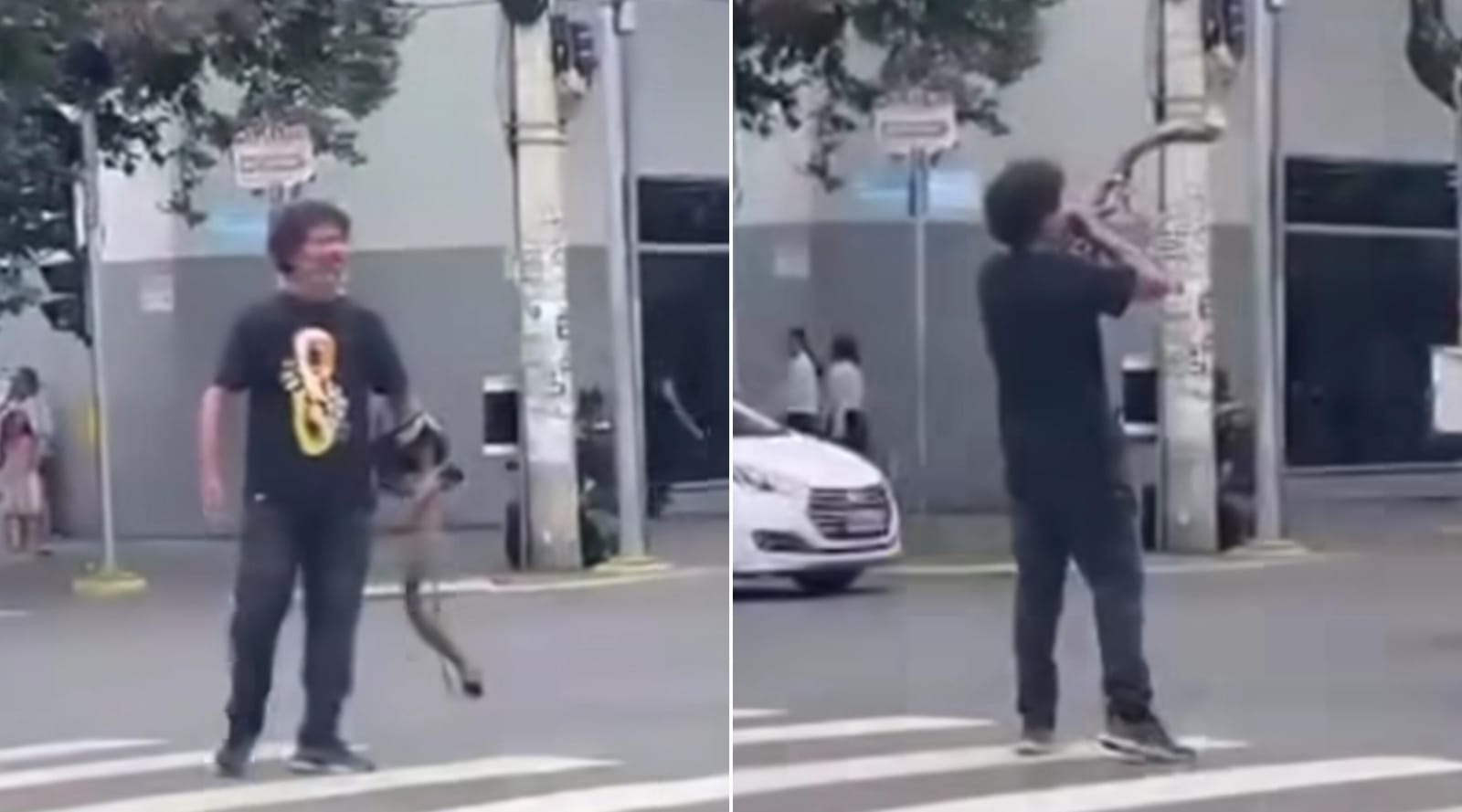 Homem prega arrependimento com shofar em rua de MG: 