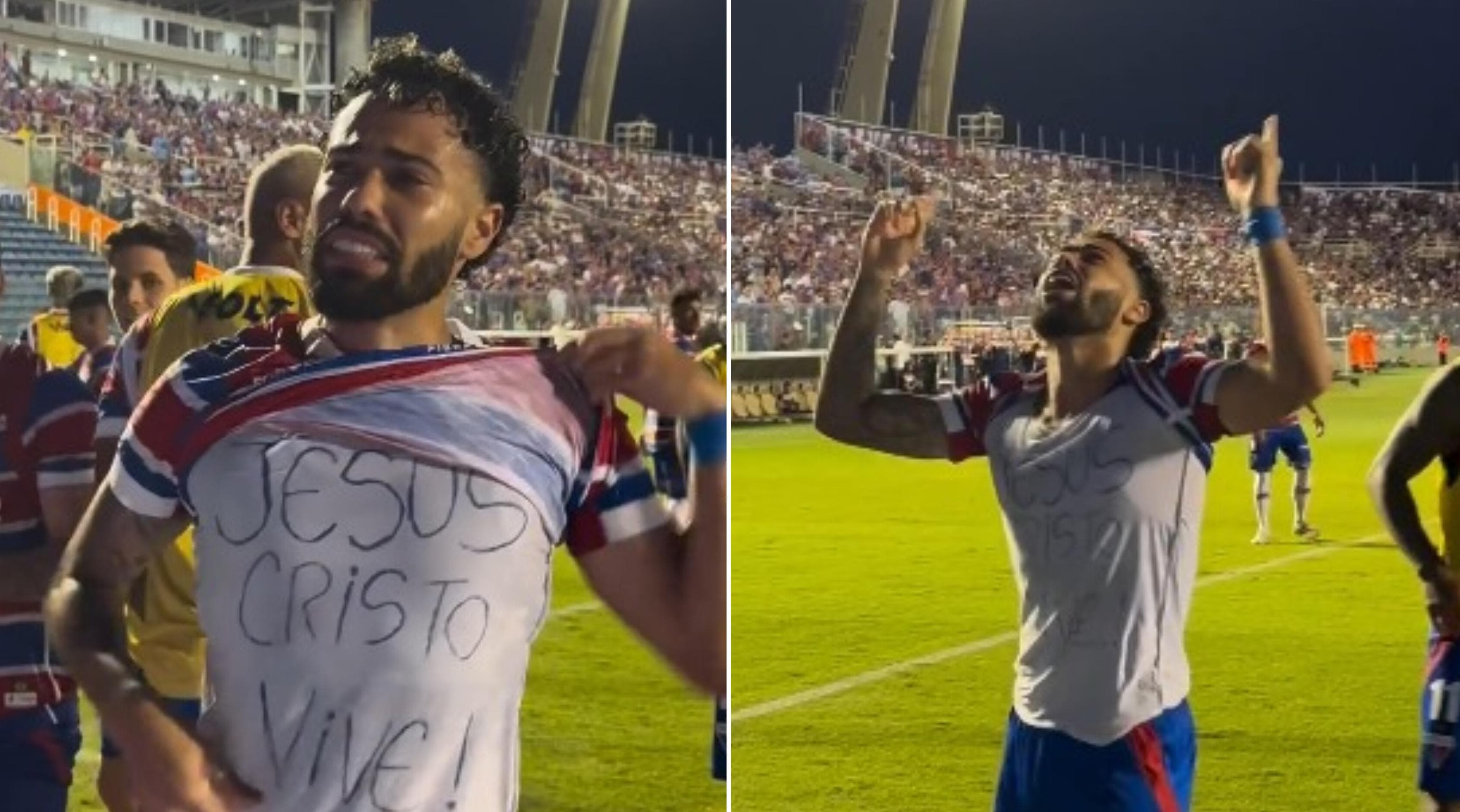 Jogador do Fortaleza comemora gol com mensagem cristã em camiseta: “Jesus Cristo vive!”