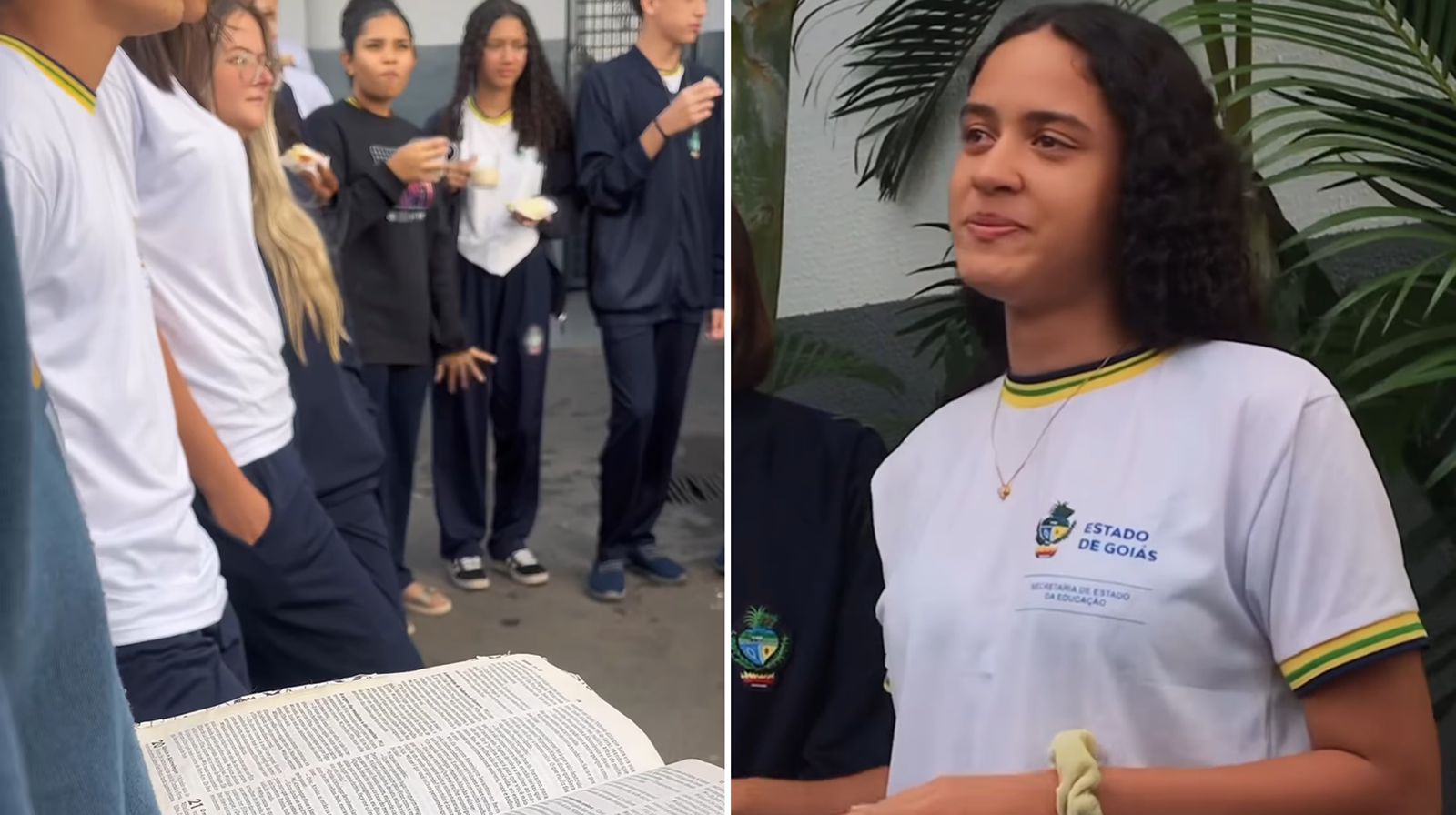 Alunos fazem culto em intervalo na escola e adolescente é curada de lesão no joelho