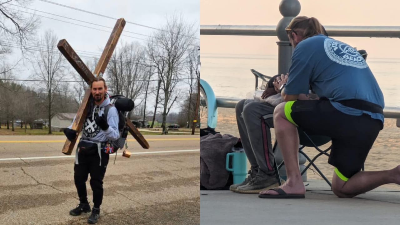 Pastor caminha com cruz para evangelizar e leva pessoas a Jesus nos EUA