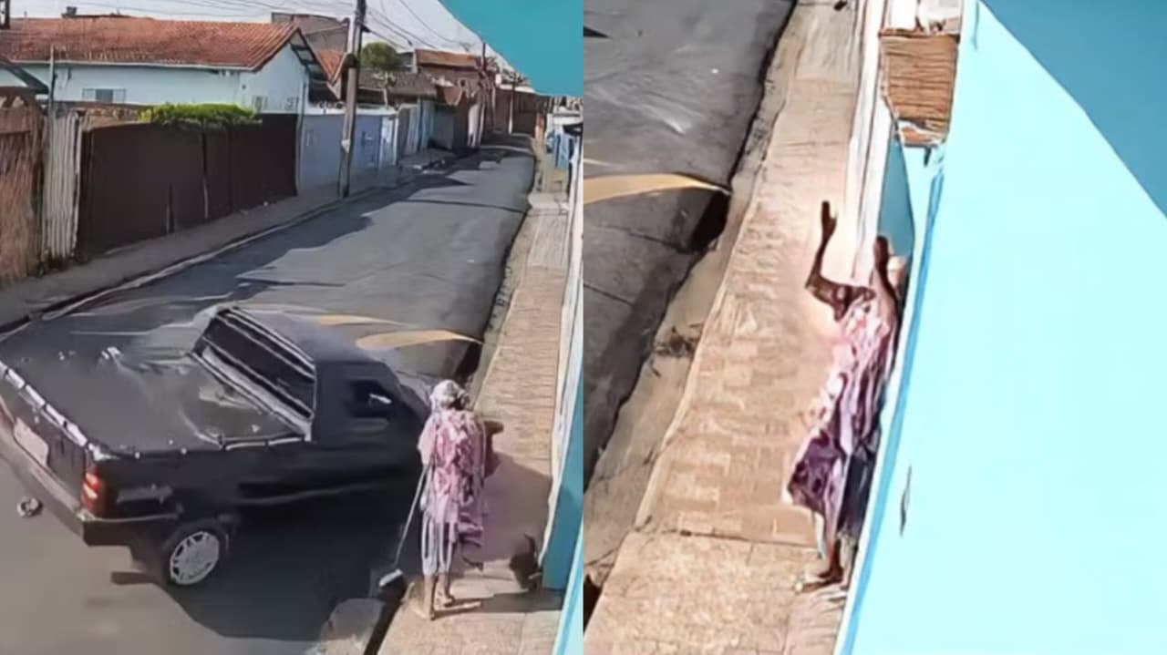 Idosa escapa de atropelamento por centímetros em MG: 