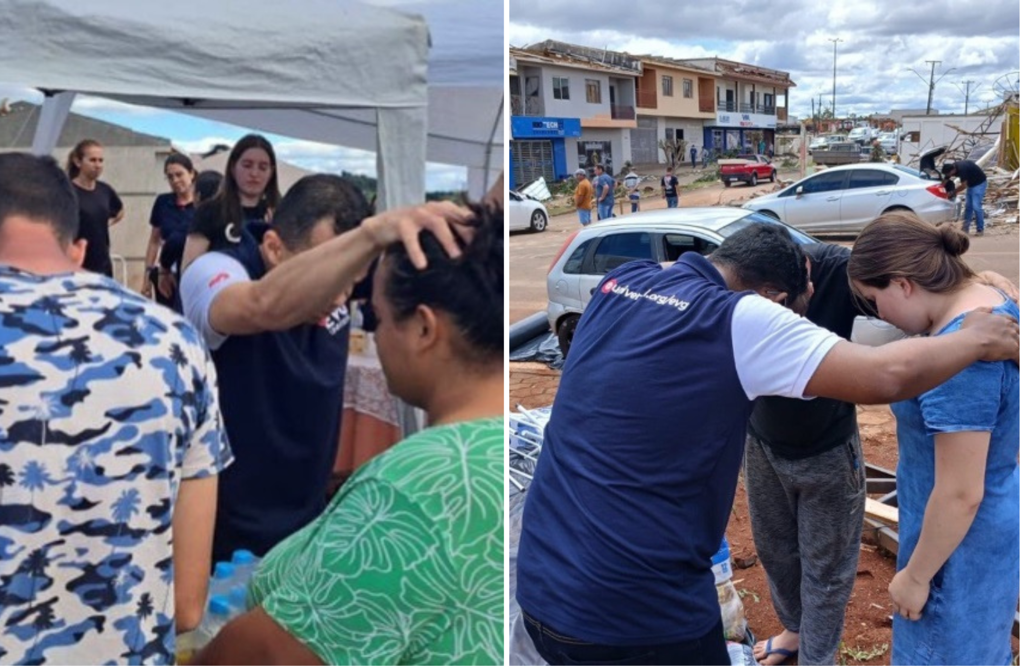 Igreja monta tenda de oração e ajuda social em cidade destruída por ciclone no Paraná