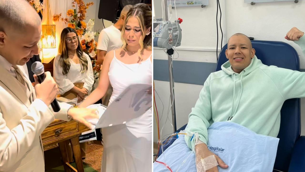 Noivo interrompe cerimônia de casamento e testemunha cura de câncer: “Deus me fez vencer”