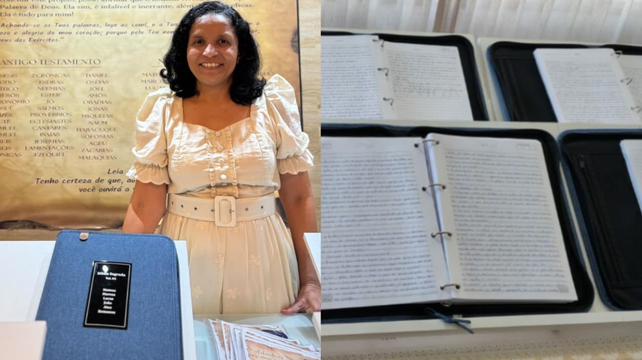 Cristã transcreve Bíblia à mão em mais de 3 mil páginas no RN