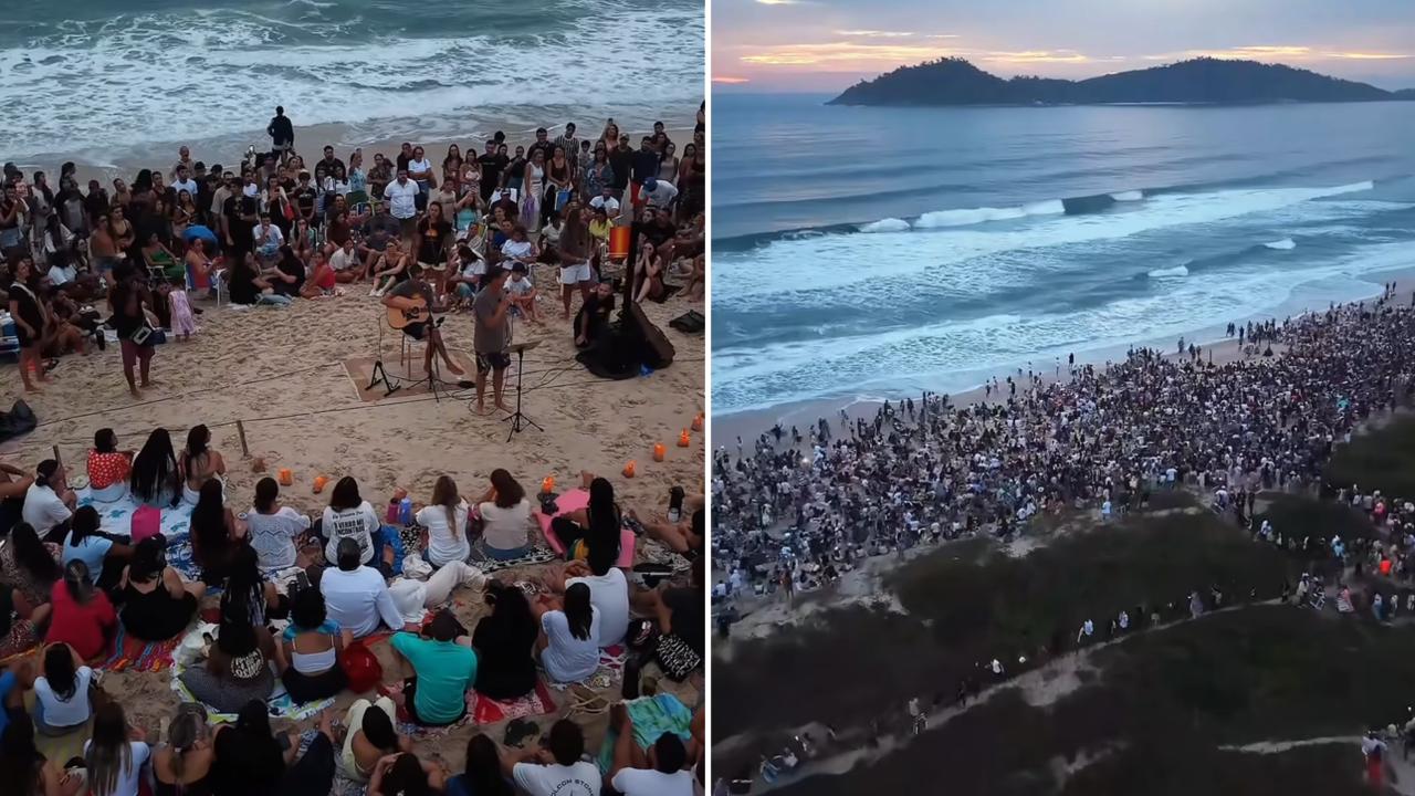 Culto ao amanhecer reúne cerca de 5 mil pessoas em praia de SC: “Vivemos um mover de Deus”