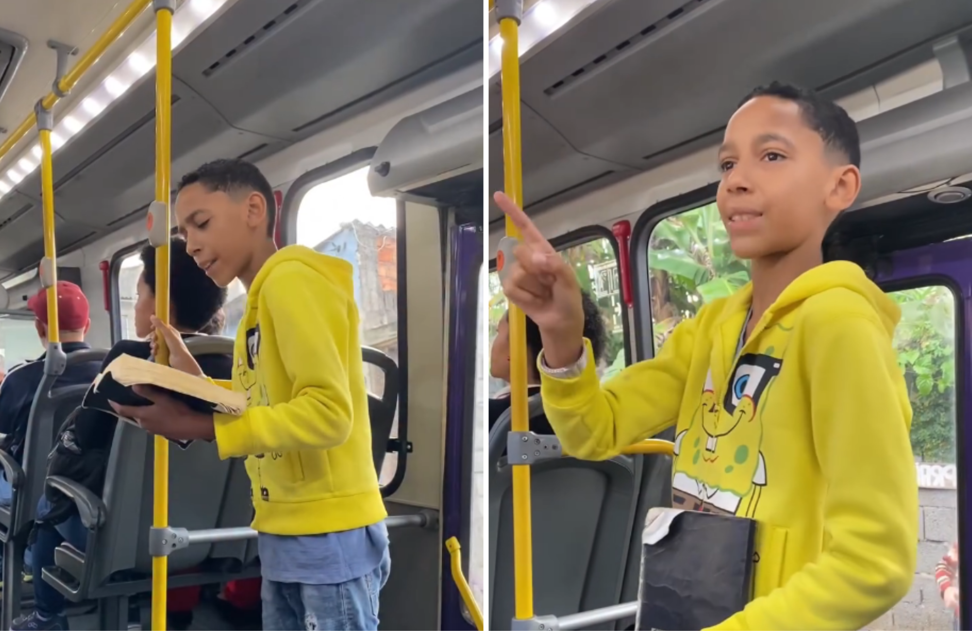 Menino impacta passageiros ao pregar em ônibus: ‘Jesus ainda acalma a tempestade’
