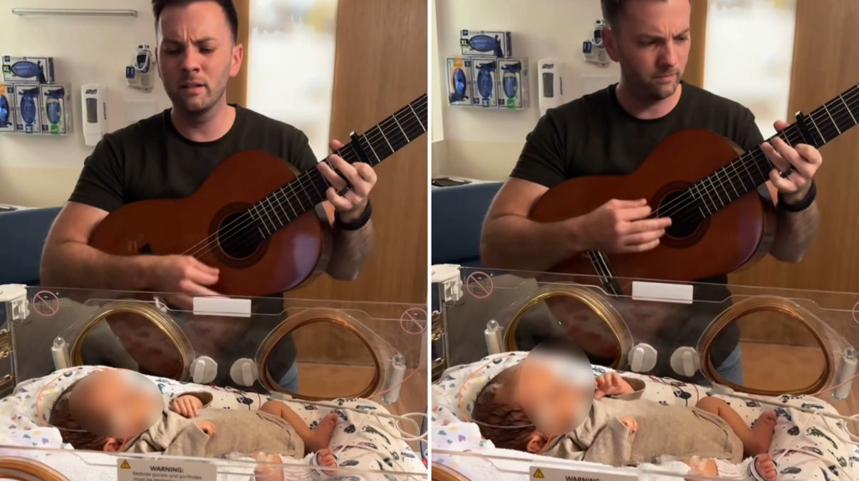 Pai toca louvor para bebê que nasceu com lesão cerebral e declara cura: “Meu Deus é Rafah”