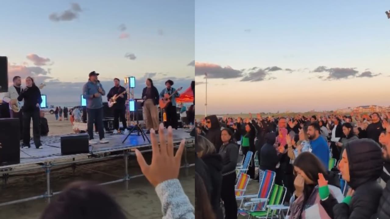 Culto ao amanhecer atrai multidão em praia no RS: 