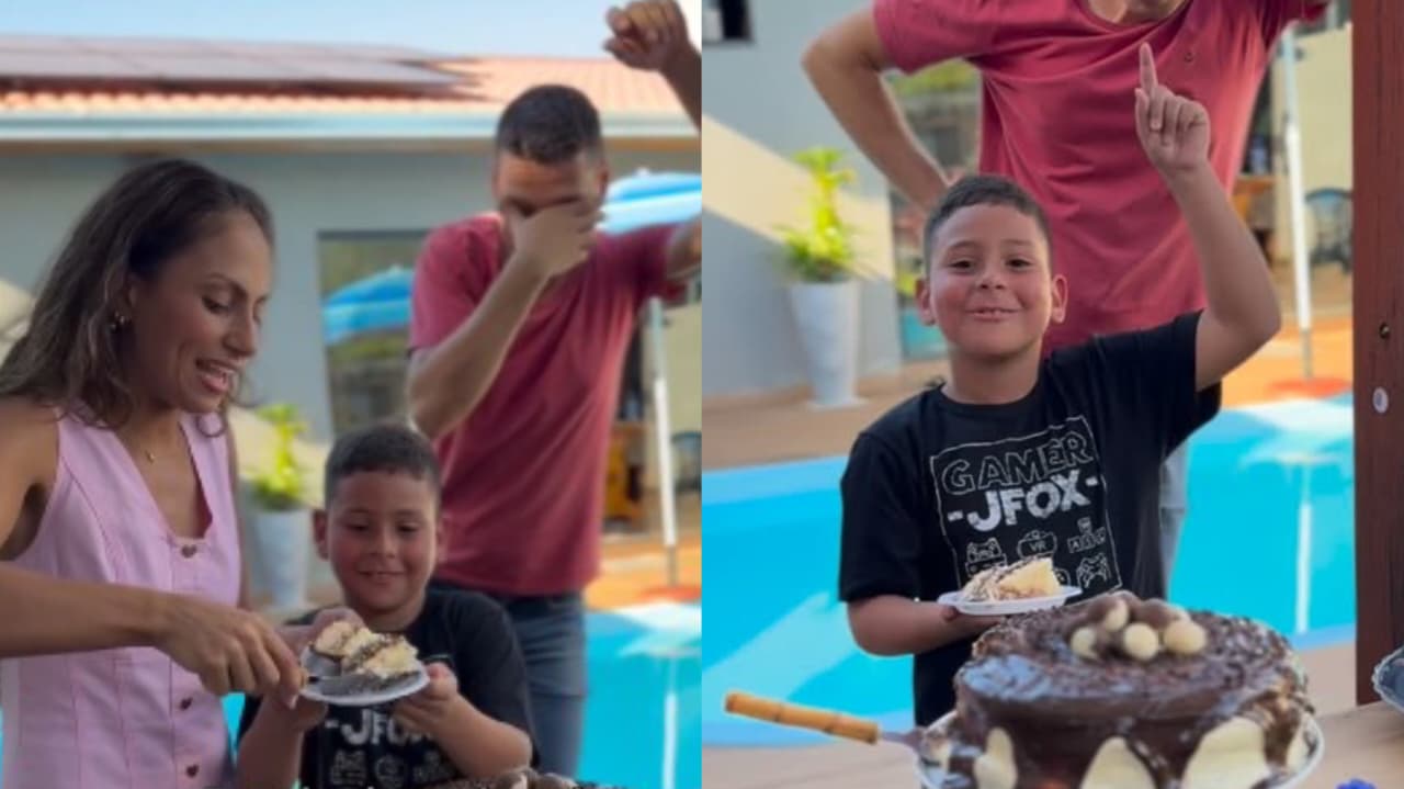 Menino de 7 anos emociona ao dedicar primeiro pedaço de bolo a Jesus em seu aniversário